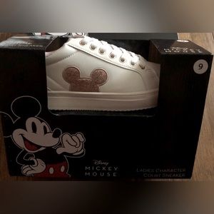 Disney Aldi Mickey Mouse Ladies Character Court Sneakers Rose Gold